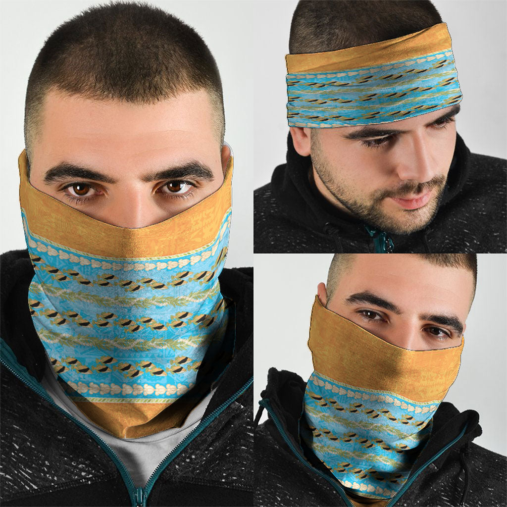 Hawaii Humuhumu Fish Maile Pikake Lei Neck Gaiter Tribal Tapa Orange Version LT05 - Polynesian Pride