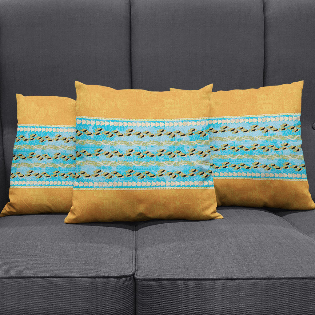 Hawaii Humuhumu Fish Maile Pikake Lei Pillow Cover Tribal Tapa Orange Version LT05 - Polynesian Pride