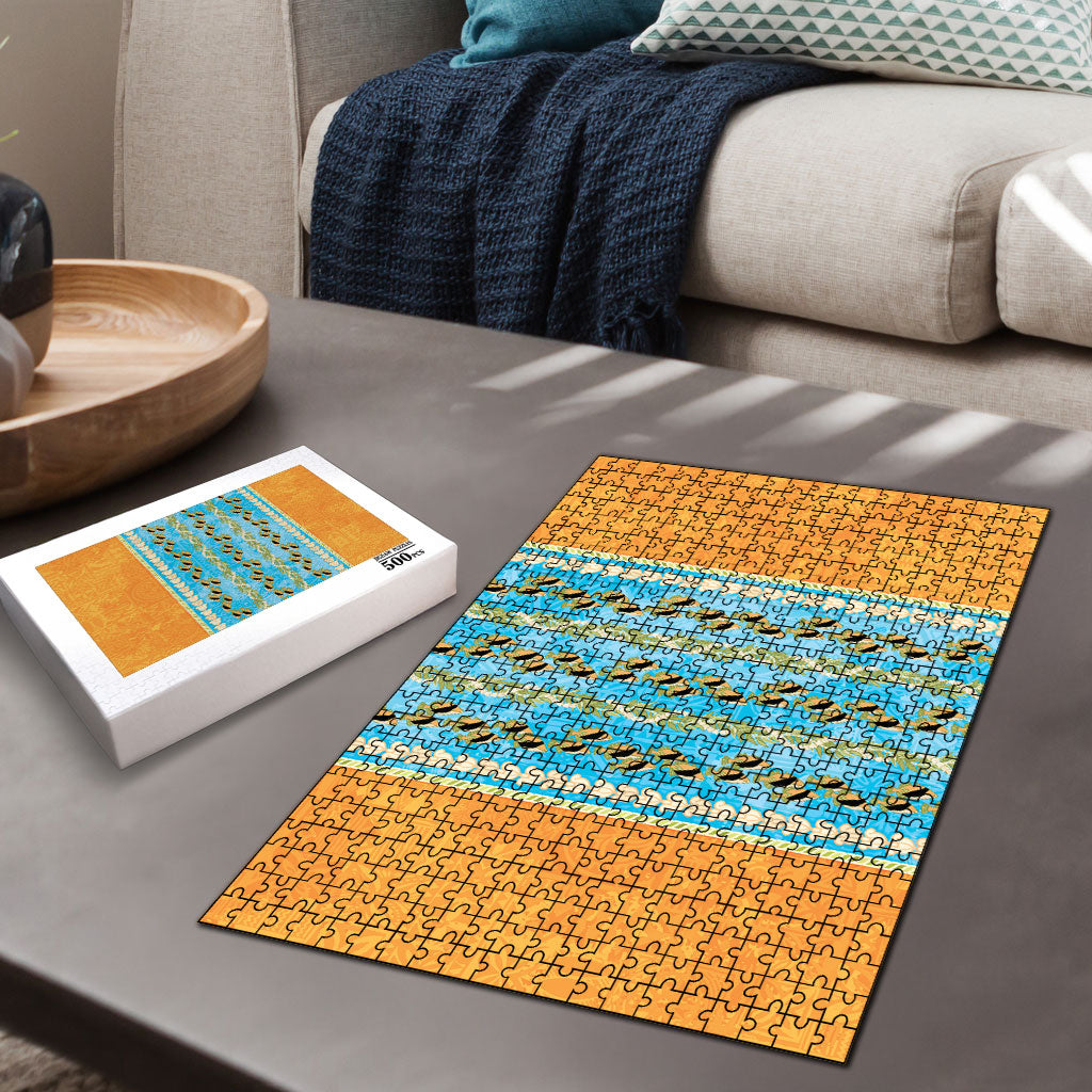 Hawaii Humuhumu Fish Maile Pikake Lei Puzzle Tribal Tapa Orange Version LT05 - Polynesian Pride