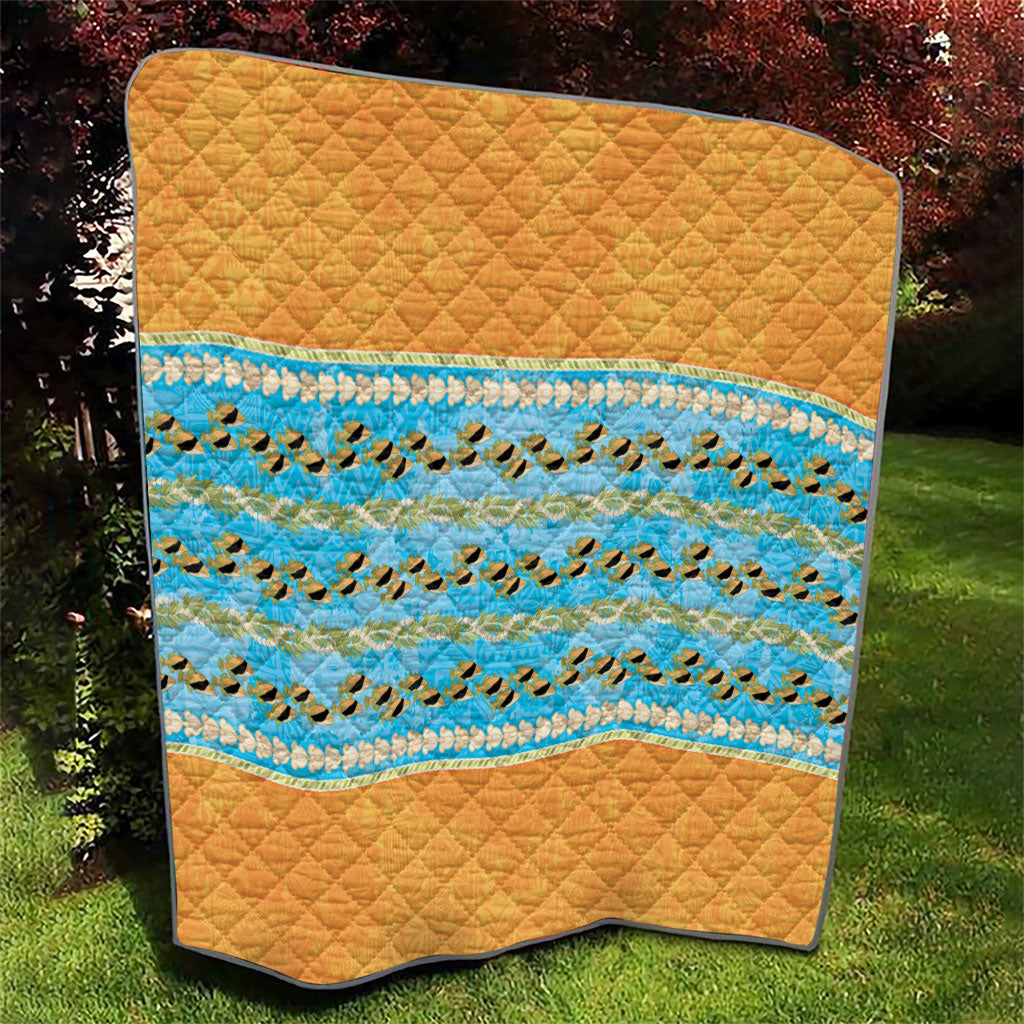 Hawaii Humuhumu Fish Maile Pikake Lei Quilt Tribal Tapa Orange Version LT05 - Polynesian Pride