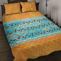 Hawaii Humuhumu Fish Maile Pikake Lei Quilt Bed Set Tribal Tapa Orange Version LT05 Orange - Polynesian Pride