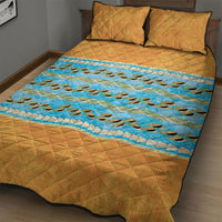 Hawaii Humuhumu Fish Maile Pikake Lei Quilt Bed Set Tribal Tapa Orange Version LT05 - Polynesian Pride