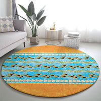 Hawaii Humuhumu Fish Maile Pikake Lei Round Carpet Tribal Tapa Orange Version LT05 - Polynesian Pride