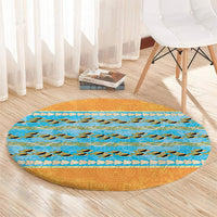 Hawaii Humuhumu Fish Maile Pikake Lei Round Carpet Tribal Tapa Orange Version LT05 - Polynesian Pride