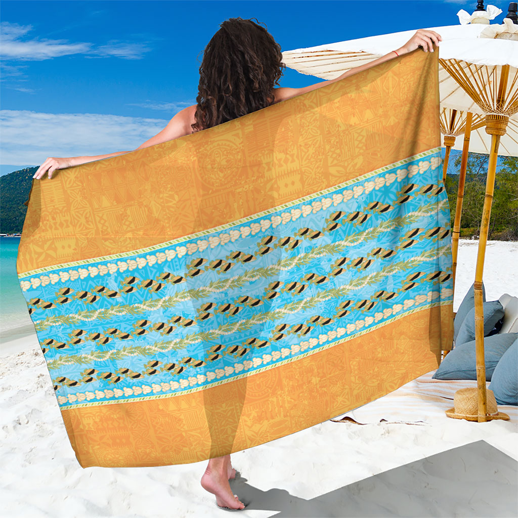 Hawaii Humuhumu Fish Maile Pikake Lei Sarong Tribal Tapa Orange Version LT05 One Size 44 x 66 inches Orange - Polynesian Pride