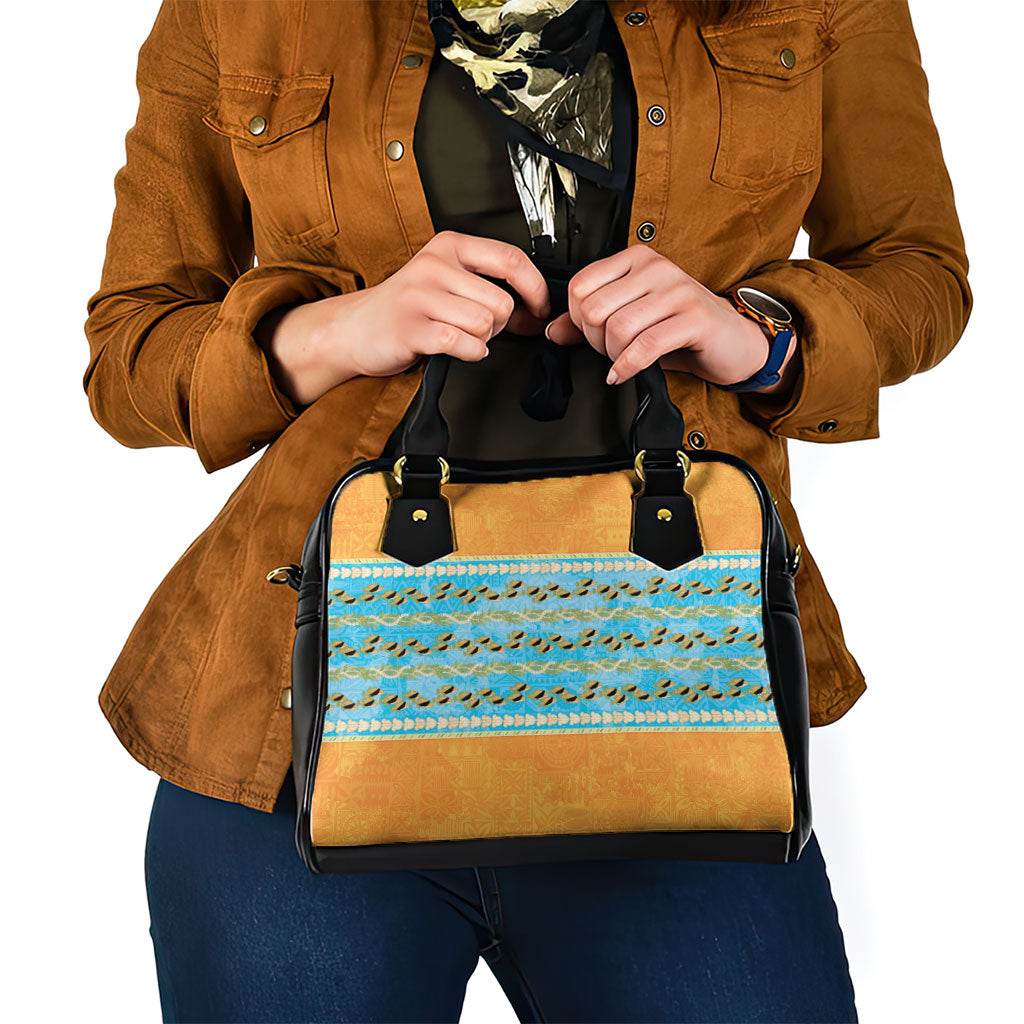 Hawaii Humuhumu Fish Maile Pikake Lei Shoulder Handbag Tribal Tapa Orange Version LT05 - Polynesian Pride