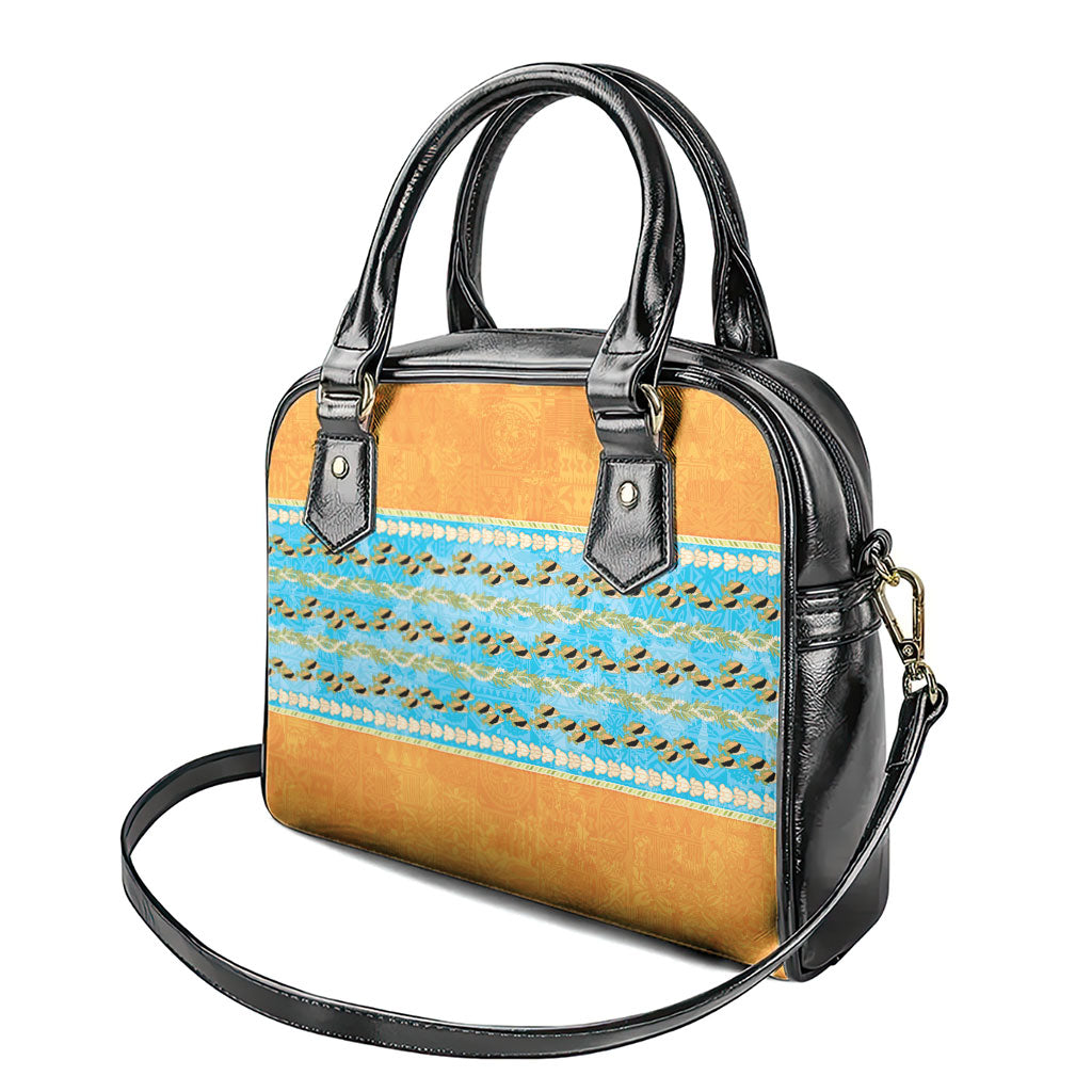 Hawaii Humuhumu Fish Maile Pikake Lei Shoulder Handbag Tribal Tapa Orange Version LT05 - Polynesian Pride