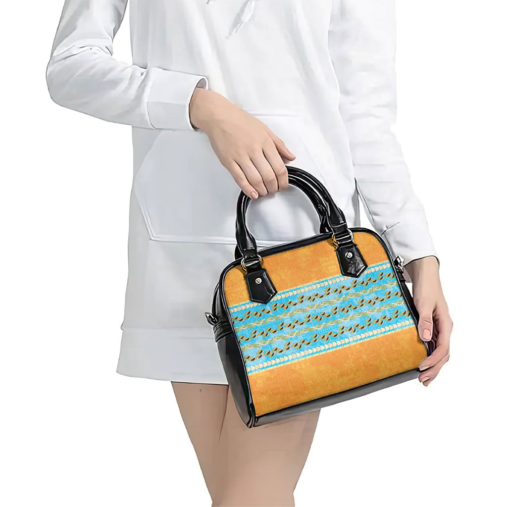 Hawaii Humuhumu Fish Maile Pikake Lei Shoulder Handbag Tribal Tapa Orange Version LT05 - Polynesian Pride