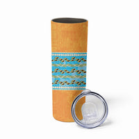 Hawaii Humuhumu Fish Maile Pikake Lei Skinny Tumbler Tribal Tapa Orange Version LT05 - Polynesian Pride
