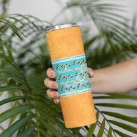 Hawaii Humuhumu Fish Maile Pikake Lei Skinny Tumbler Tribal Tapa Orange Version LT05 - Polynesian Pride