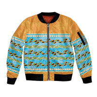 Hawaii Humuhumu Fish Maile Pikake Lei Sleeve Zip Bomber Jacket Tribal Tapa Orange Version LT05 Unisex Orange - Polynesian Pride