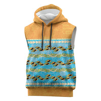 Hawaii Humuhumu Fish Maile Pikake Lei Sleeveless Hoodie Tribal Tapa Orange Version LT05 Orange - Polynesian Pride
