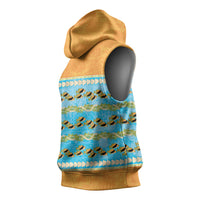 Hawaii Humuhumu Fish Maile Pikake Lei Sleeveless Hoodie Tribal Tapa Orange Version LT05 - Polynesian Pride