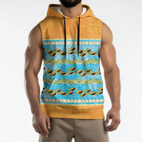 Hawaii Humuhumu Fish Maile Pikake Lei Sleeveless Hoodie Tribal Tapa Orange Version LT05 - Polynesian Pride
