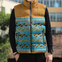 Hawaii Humuhumu Fish Maile Pikake Lei Sleeveless Puffer Jacket Tribal Tapa Orange Version LT05 - Polynesian Pride