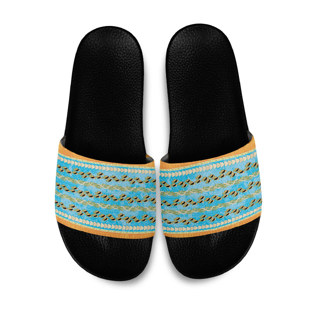 Hawaii Humuhumu Fish Maile Pikake Lei Slide Sandals Tribal Tapa Orange Version LT05 Orange - Polynesian Pride