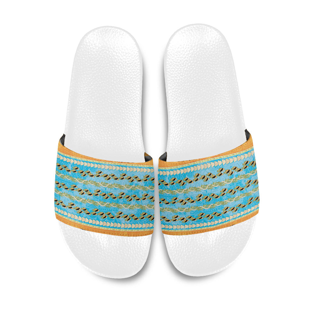 Hawaii Humuhumu Fish Maile Pikake Lei Slide Sandals Tribal Tapa Orange Version LT05 Orange - Polynesian Pride