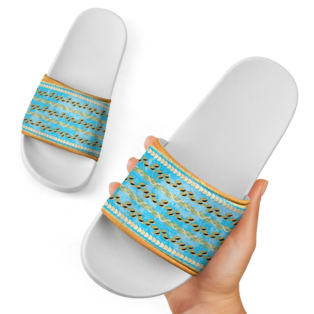 Hawaii Humuhumu Fish Maile Pikake Lei Slide Sandals Tribal Tapa Orange Version LT05 - Polynesian Pride