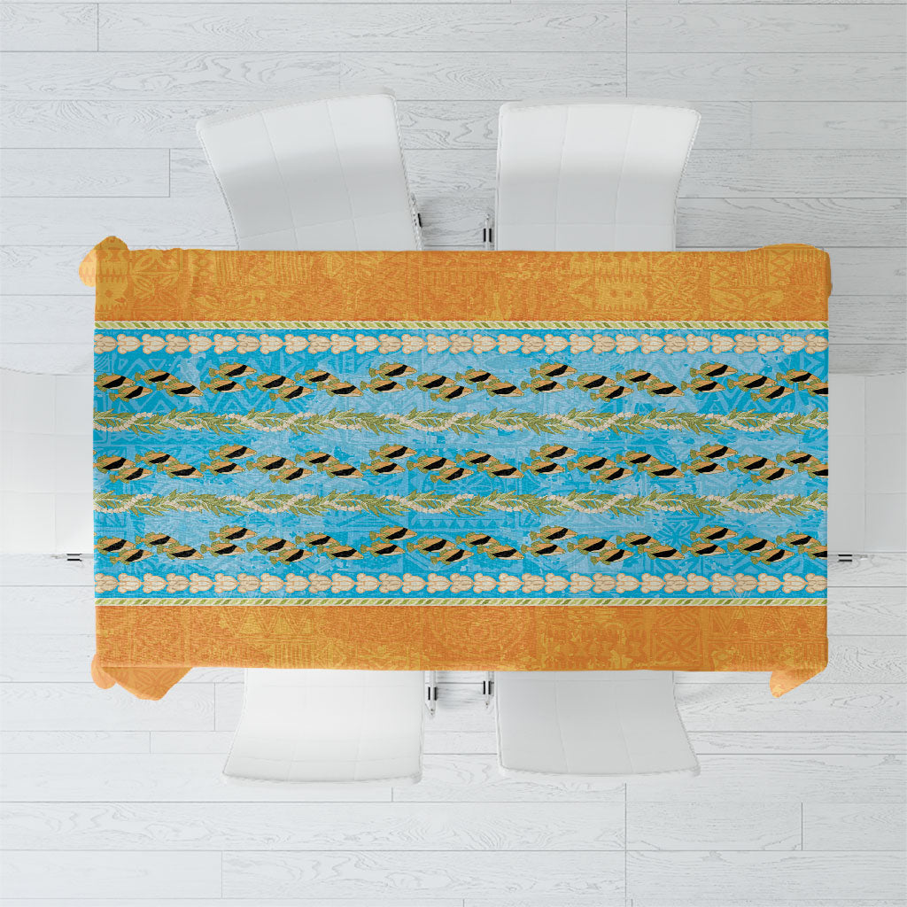 Hawaii Humuhumu Fish Maile Pikake Lei Tablecloth Tribal Tapa Orange Version LT05 Orange - Polynesian Pride