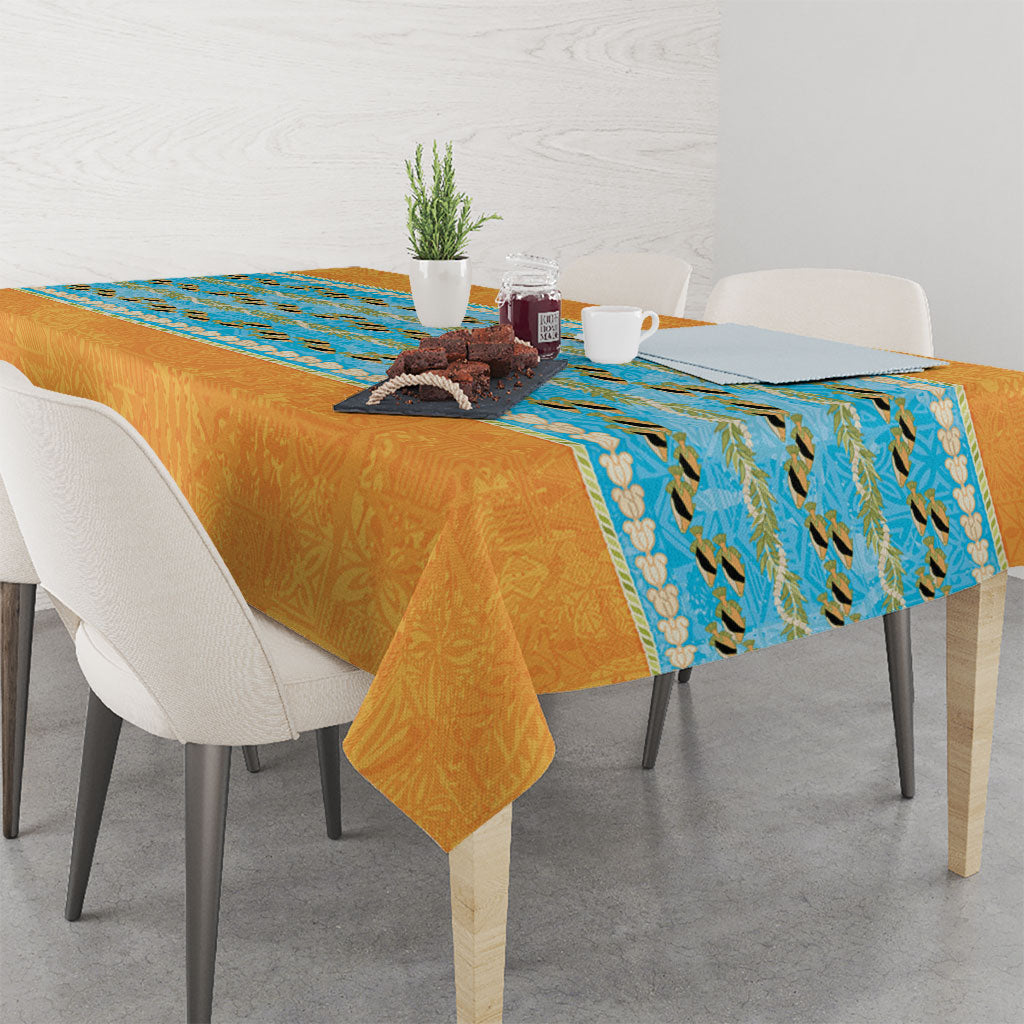 Hawaii Humuhumu Fish Maile Pikake Lei Tablecloth Tribal Tapa Orange Version LT05 - Polynesian Pride