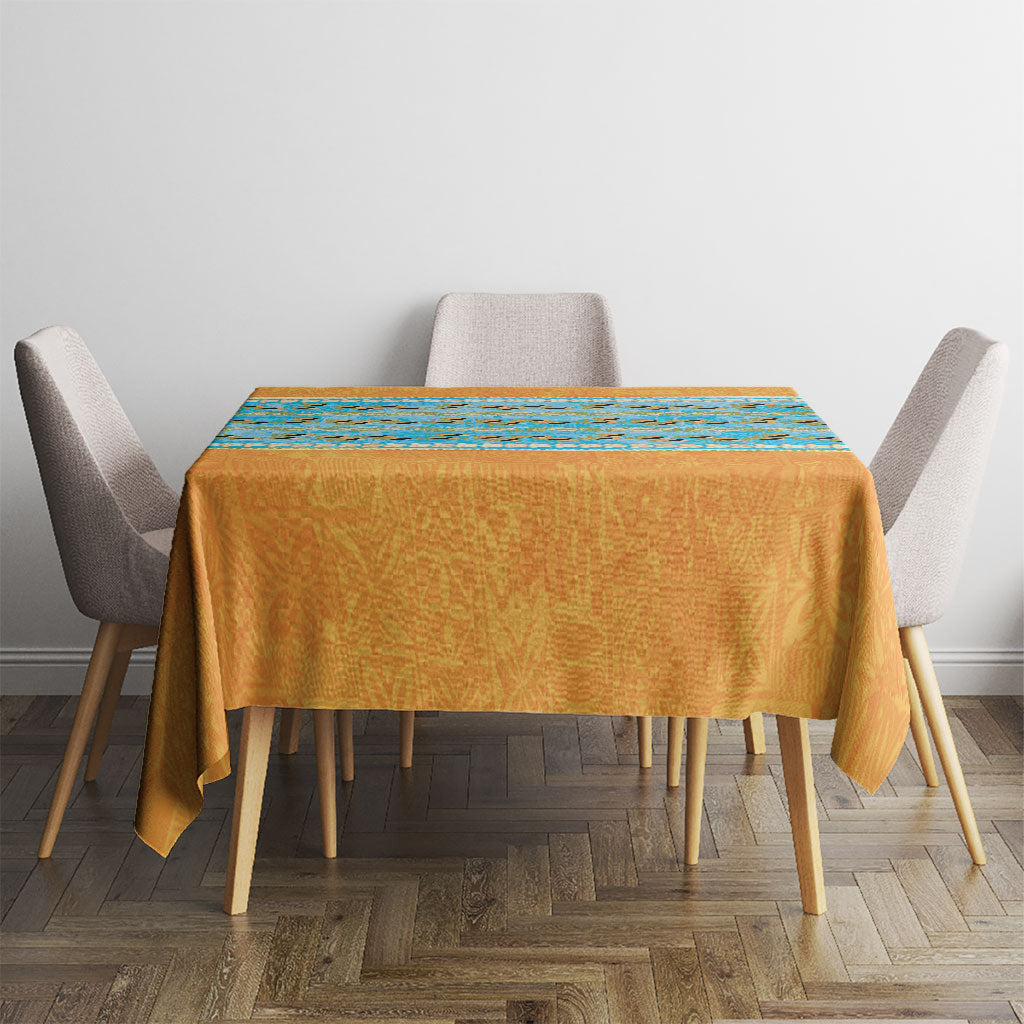 Hawaii Humuhumu Fish Maile Pikake Lei Tablecloth Tribal Tapa Orange Version LT05 - Polynesian Pride
