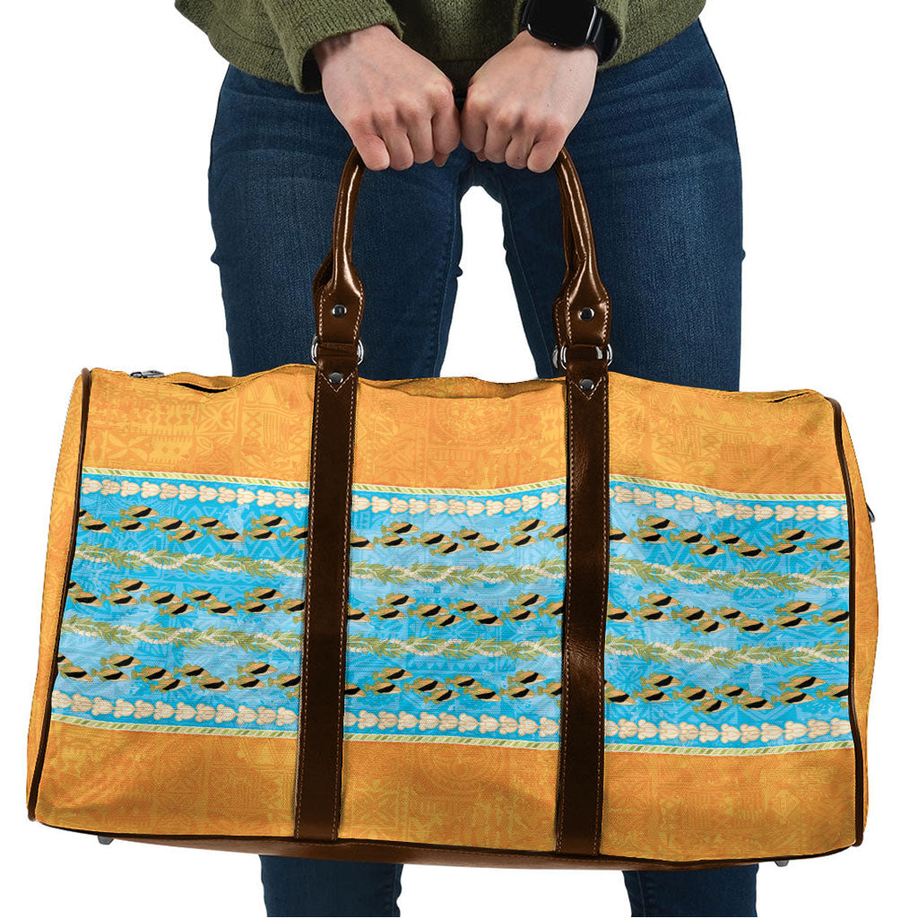Hawaii Humuhumu Fish Maile Pikake Lei Travel Bag Tribal Tapa Orange Version LT05 Orange - Polynesian Pride