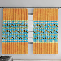 Hawaii Humuhumu Fish Maile Pikake Lei Window Curtain Tribal Tapa Orange Version LT05 With Hooks Orange - Polynesian Pride