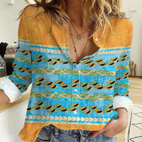 Hawaii Humuhumu Fish Maile Pikake Lei Women Casual Shirt Tribal Tapa Orange Version LT05 Female Orange - Polynesian Pride