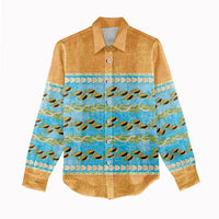 Hawaii Humuhumu Fish Maile Pikake Lei Women Casual Shirt Tribal Tapa Orange Version LT05 - Polynesian Pride