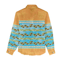 Hawaii Humuhumu Fish Maile Pikake Lei Women Casual Shirt Tribal Tapa Orange Version LT05 - Polynesian Pride