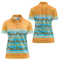 Hawaii Humuhumu Fish Maile Pikake Lei Women Polo Shirt Tribal Tapa Orange Version LT05 - Polynesian Pride