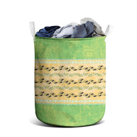 Hawaii Humuhumu Fish Maile Pikake Lei Laundry Basket Tribal Tapa Green Version LT05 - Polynesian Pride