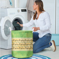 Hawaii Humuhumu Fish Maile Pikake Lei Laundry Basket Tribal Tapa Green Version LT05 - Polynesian Pride