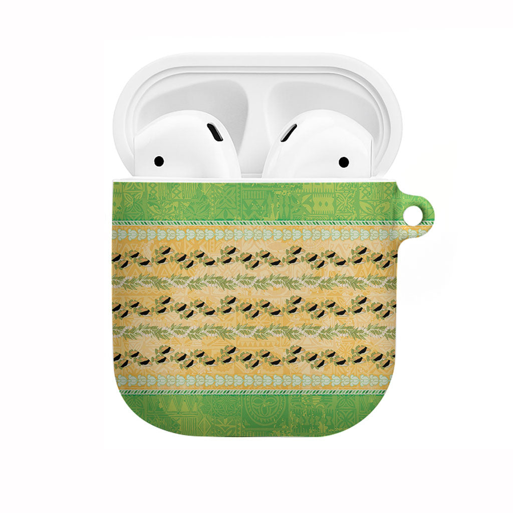 Hawaii Humuhumu Fish Maile Pikake Lei AirPods Case Tribal Tapa Green Version LT05 Green - Polynesian Pride