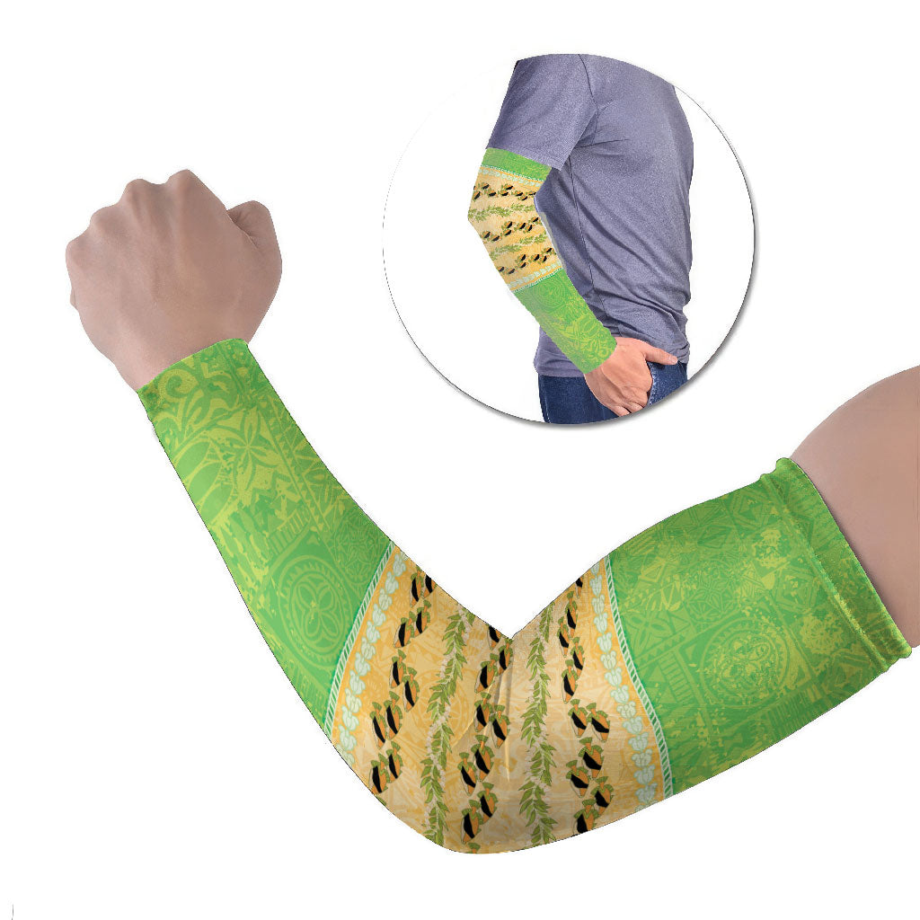 Hawaii Humuhumu Fish Maile Pikake Lei Arm Sleeves Tribal Tapa Green Version LT05 Set of 2 Green - Polynesian Pride