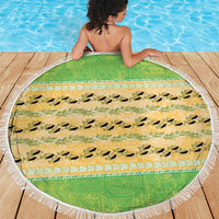 Hawaii Humuhumu Fish Maile Pikake Lei Beach Blanket Tribal Tapa Green Version LT05 - Polynesian Pride