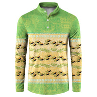 Hawaii Humuhumu Fish Maile Pikake Lei Button Sweatshirt Tribal Tapa Green Version LT05 Green - Polynesian Pride