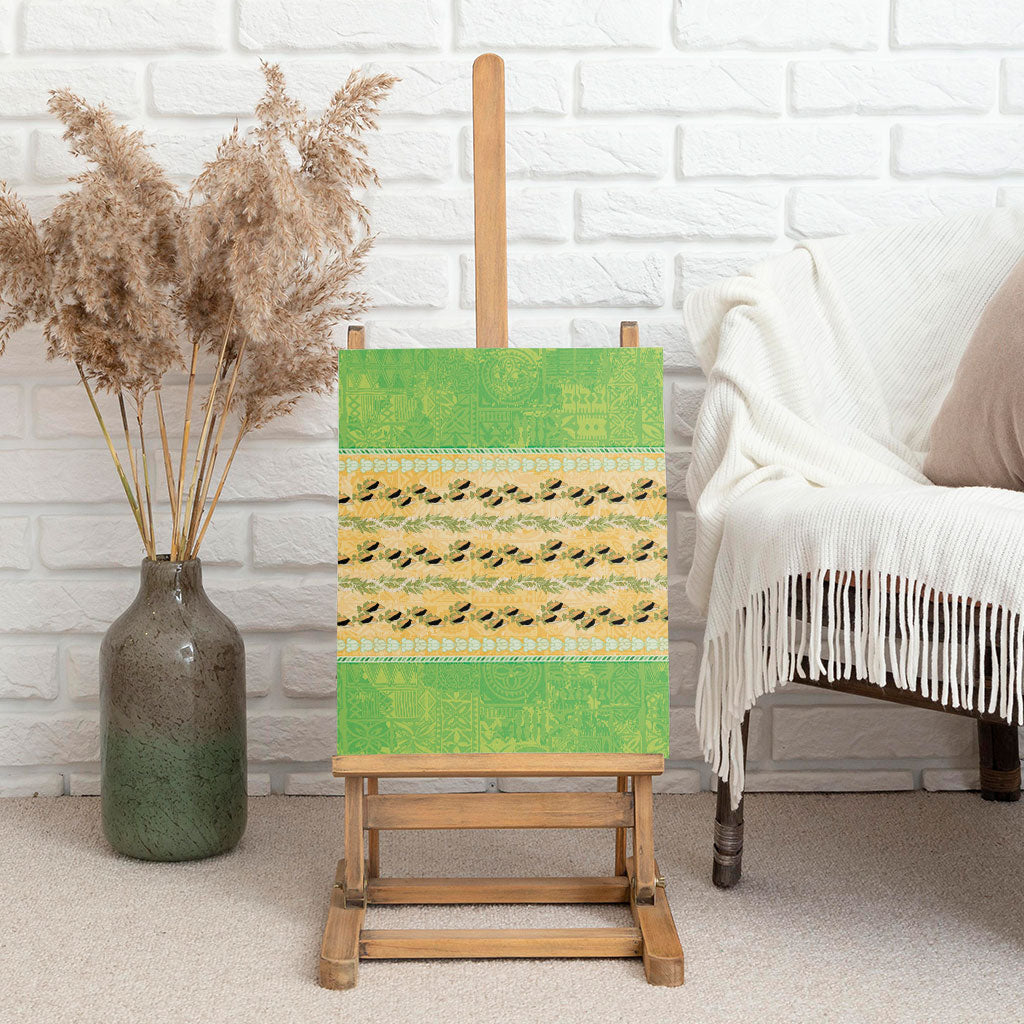 Hawaii Humuhumu Fish Maile Pikake Lei Canvas Wall Art Tribal Tapa Green Version LT05 - Polynesian Pride
