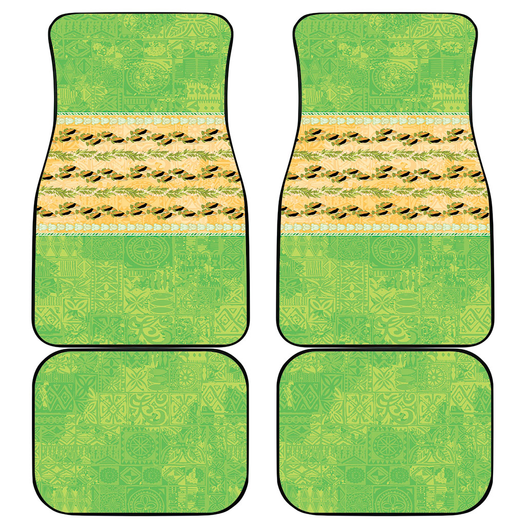 Hawaii Humuhumu Fish Maile Pikake Lei Car Mats Tribal Tapa Green Version LT05 - Polynesian Pride