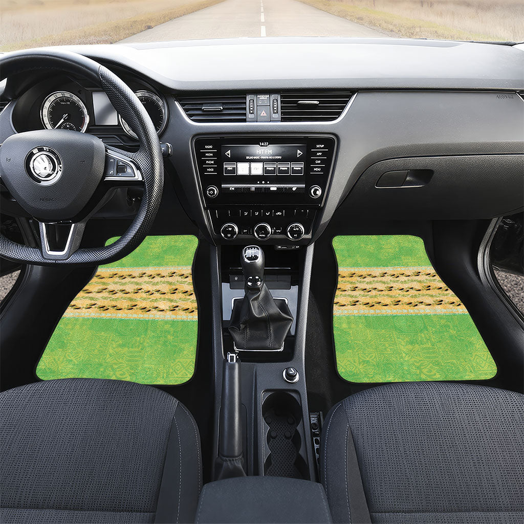 Hawaii Humuhumu Fish Maile Pikake Lei Car Mats Tribal Tapa Green Version LT05 Set 2pcs - Front Green - Polynesian Pride