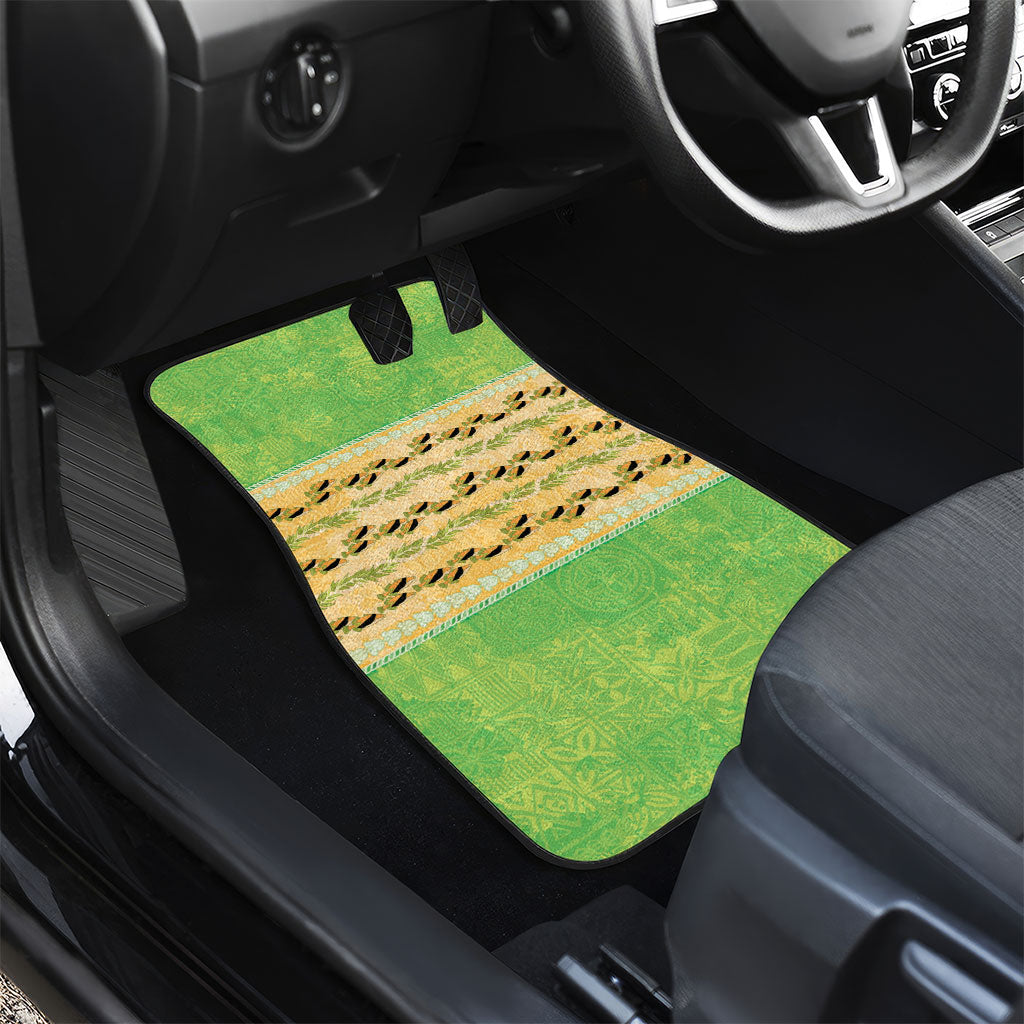 Hawaii Humuhumu Fish Maile Pikake Lei Car Mats Tribal Tapa Green Version LT05 - Polynesian Pride