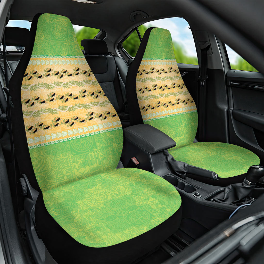 Hawaii Humuhumu Fish Maile Pikake Lei Car Seat Cover Tribal Tapa Green Version LT05 One Size Green - Polynesian Pride
