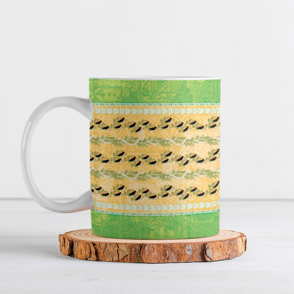 Hawaii Humuhumu Fish Maile Pikake Lei Ceramic Mug Tribal Tapa Green Version LT05 Green - Polynesian Pride