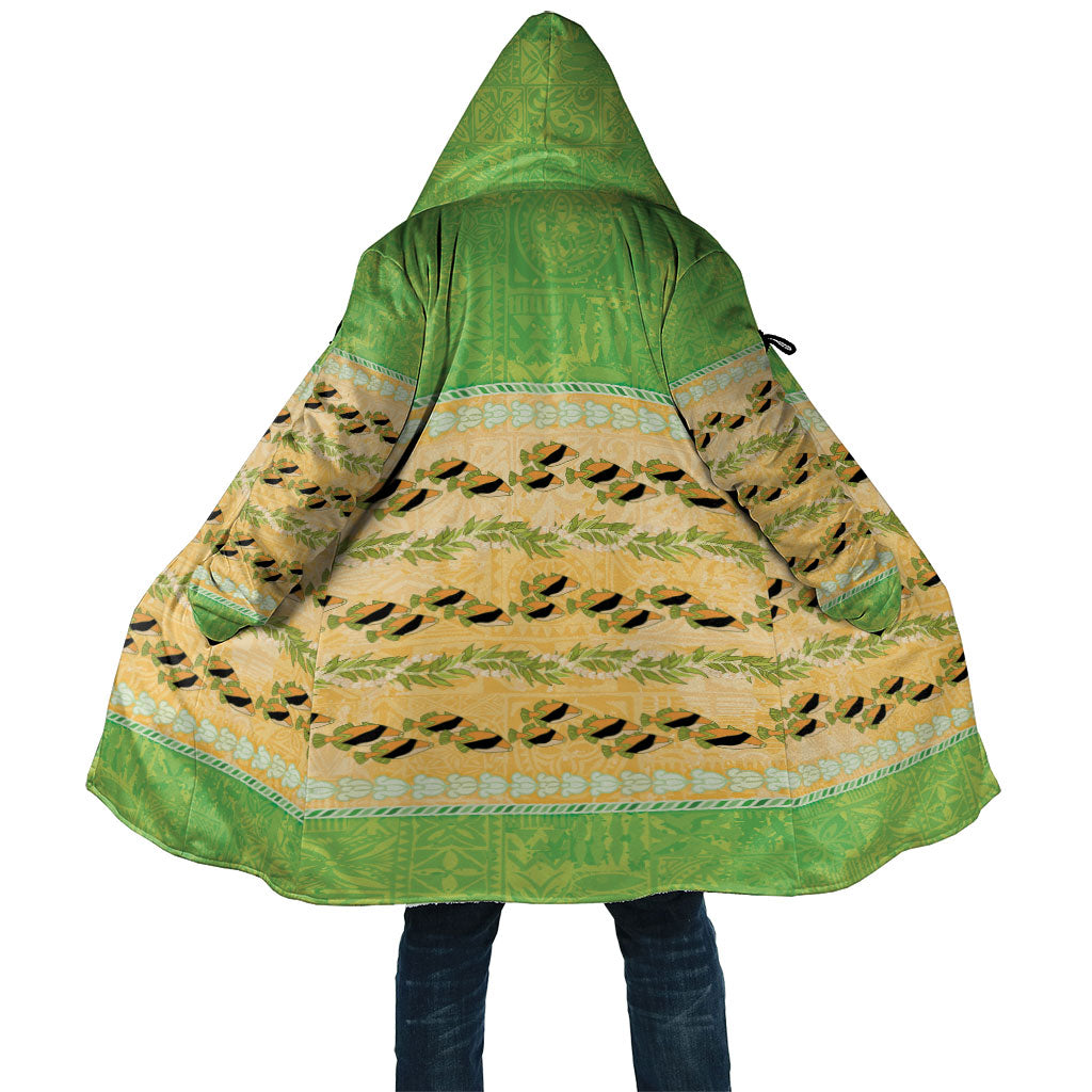 Hawaii Humuhumu Fish Maile Pikake Lei Cloak Tribal Tapa Green Version LT05 Unisex Green - Polynesian Pride