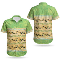 Hawaii Humuhumu Fish Maile Pikake Lei Couples Matching Puletasi and Hawaiian Shirt Tribal Tapa Green Version LT05 - Polynesian Pride