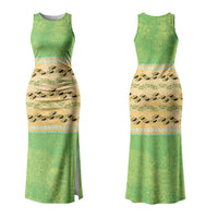 Hawaii Humuhumu Fish Maile Pikake Lei Couples Matching Tank Maxi Dress and Hawaiian Shirt Tribal Tapa Green Version LT05 - Polynesian Pride