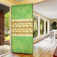 Hawaii Humuhumu Fish Maile Pikake Lei Door Cover Tribal Tapa Green Version LT05 - Polynesian Pride