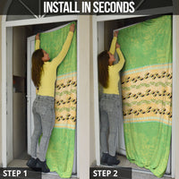 Hawaii Humuhumu Fish Maile Pikake Lei Door Cover Tribal Tapa Green Version LT05 - Polynesian Pride