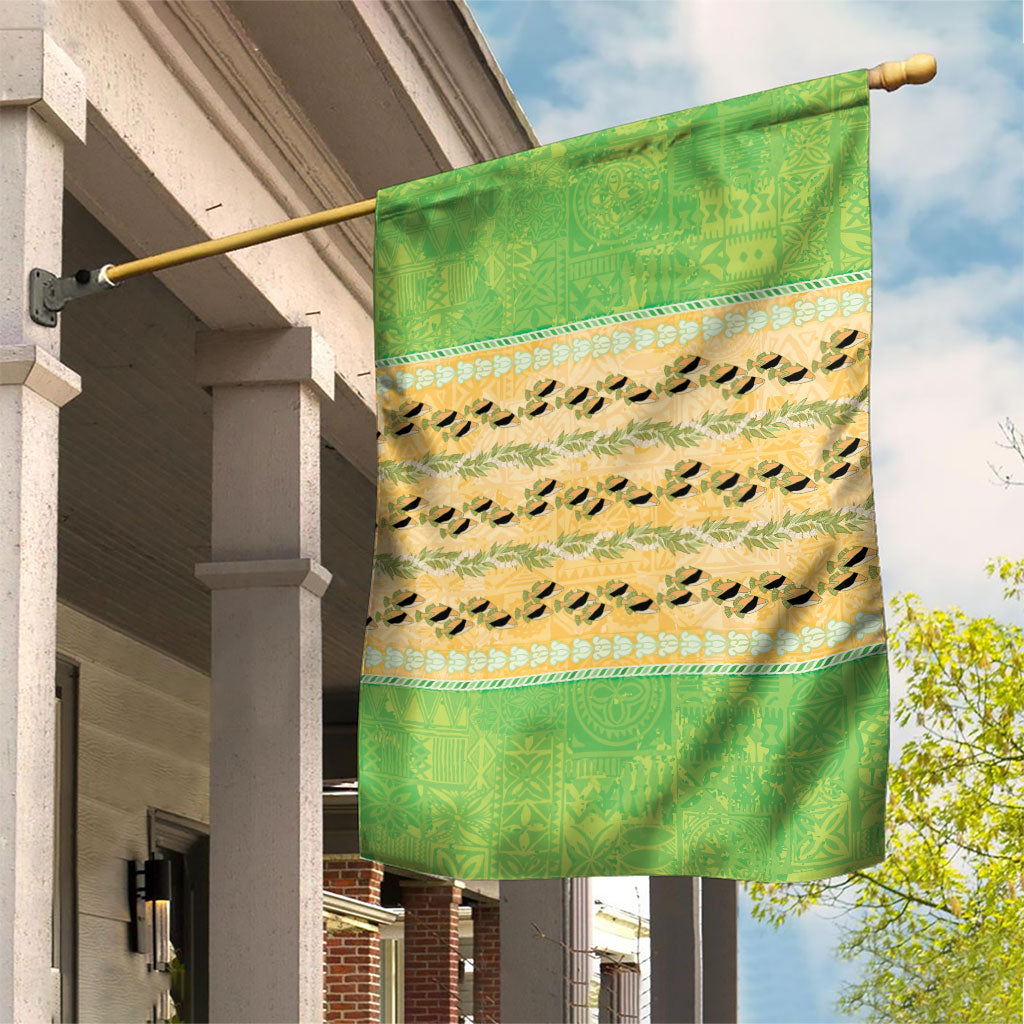 Hawaii Humuhumu Fish Maile Pikake Lei Garden Flag Tribal Tapa Green Version LT05 House Flag Green - Polynesian Pride