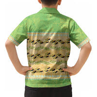 Hawaii Humuhumu Fish Maile Pikake Lei Kid Hawaiian Shirt Tribal Tapa Green Version LT05 - Polynesian Pride